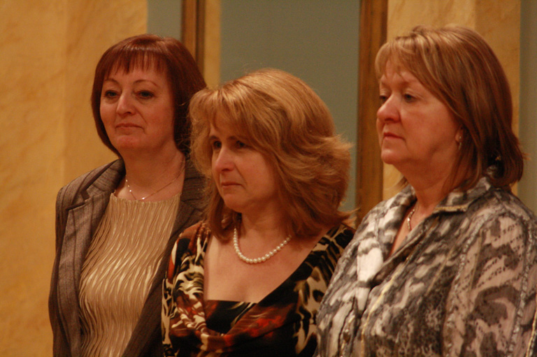 Lucie Labbé, Paule Labbé, and Marcelle Thibodeau, recipients of the 2010 Governor General's Award for Excellence in Teaching Canadian History